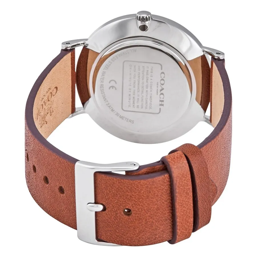 Coach Perry Quartz Crystal Silver Dial Brown Leather Ladies Watch 14503242