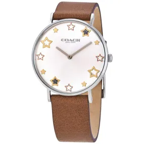 Coach Perry Quartz Crystal Silver Dial Brown Leather Ladies Watch 14503242
