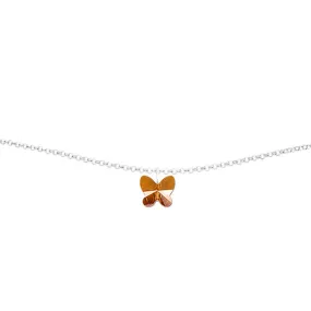 Copper Crystal Butterfly Silver Anklet