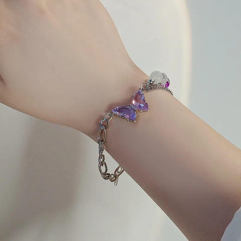 Crystal Pearl Chain Bracelet