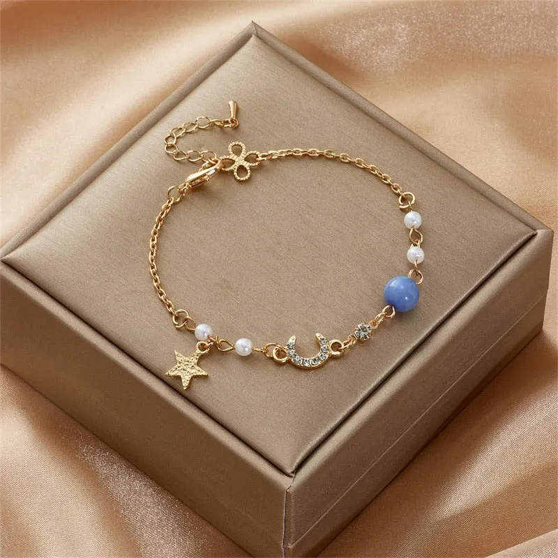 Crystal Pearl Chain Bracelet