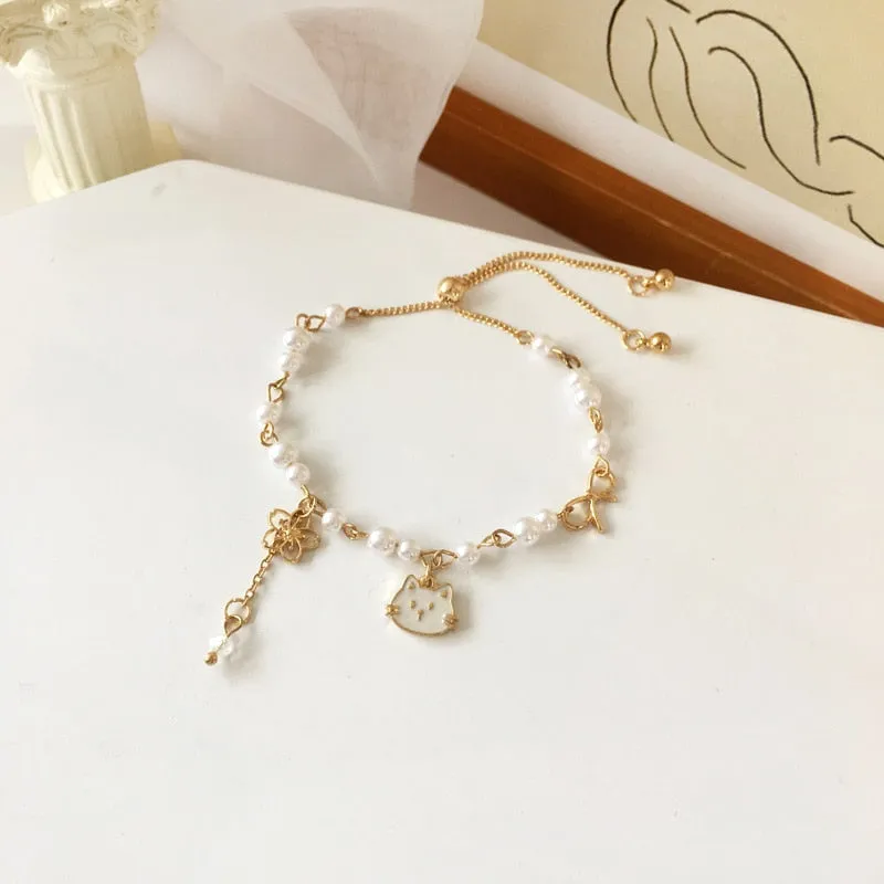 Crystal Pearl Chain Bracelet