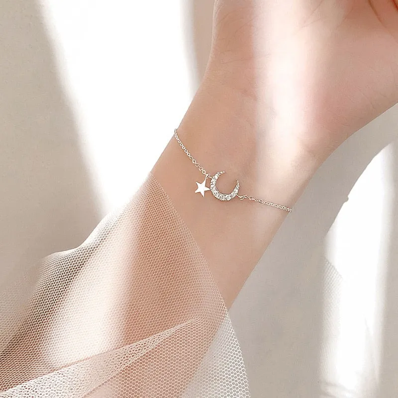 Crystal Pearl Chain Bracelet