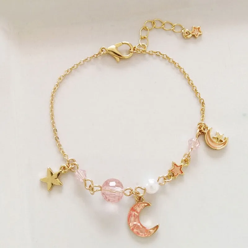 Crystal Pearl Chain Bracelet