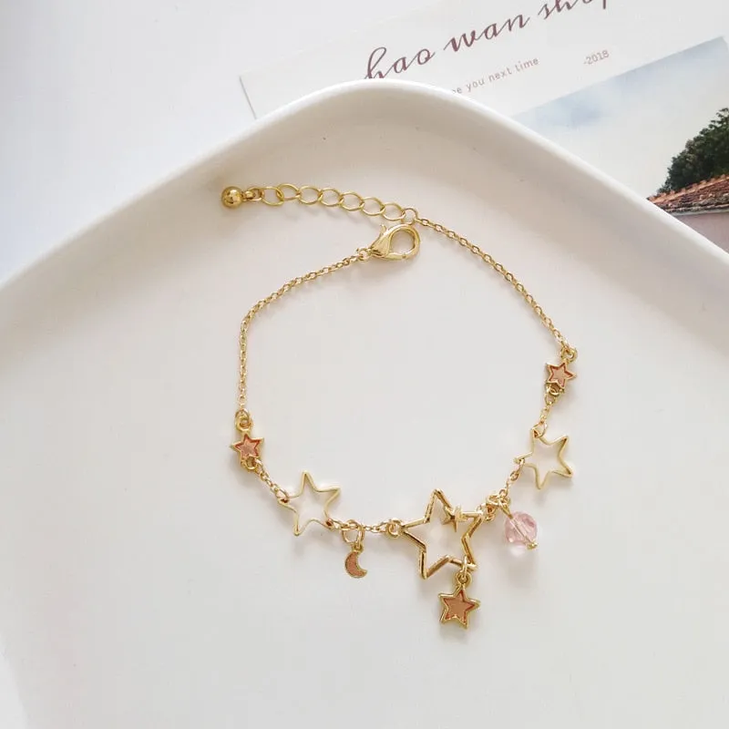 Crystal Pearl Chain Bracelet