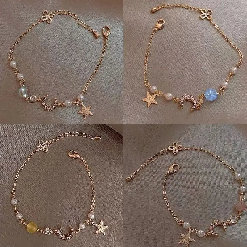 Crystal Pearl Chain Bracelet