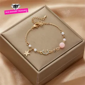 Crystal Pearl Chain Bracelet