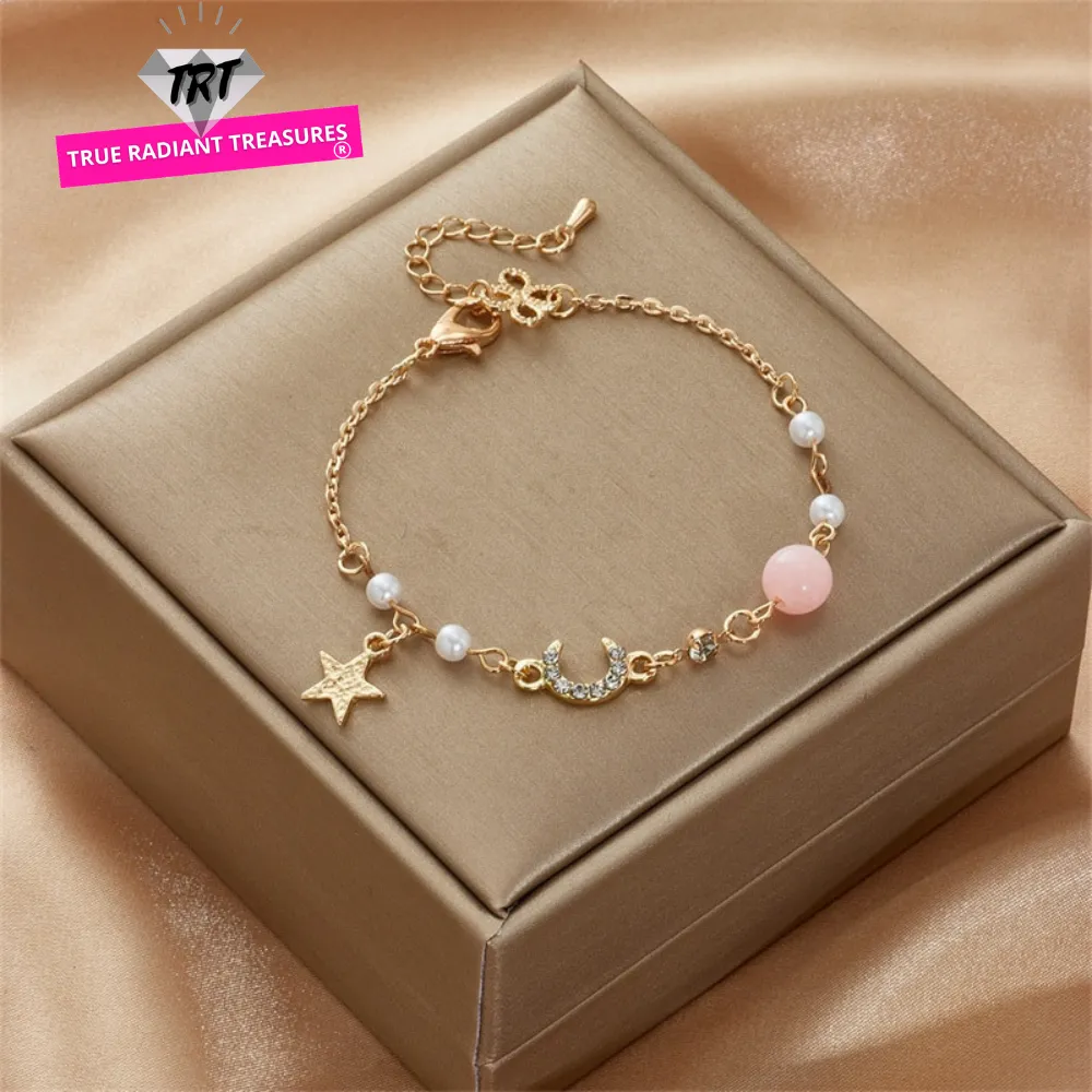 Crystal Pearl Chain Bracelet
