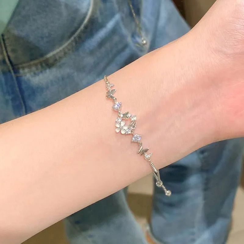 Crystal Pearl Chain Bracelet