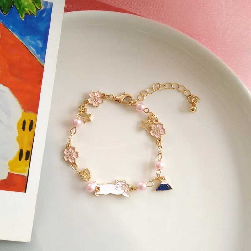 Crystal Pearl Chain Bracelet