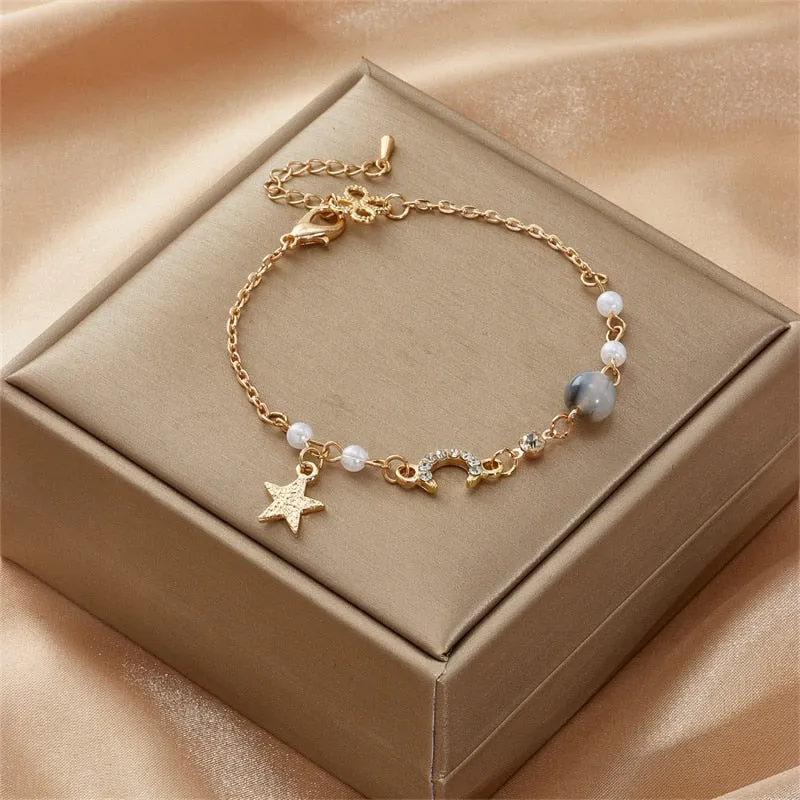 Crystal Pearl Chain Bracelet