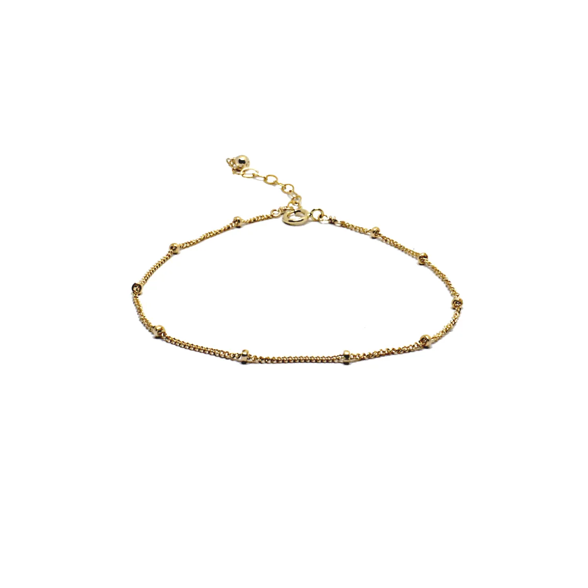 Dainty Beaded Anklet - Silver or 14k Gold