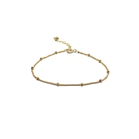 Dainty Beaded Anklet - Silver or 14k Gold