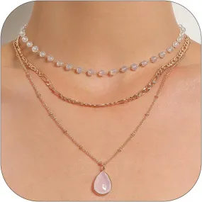 Dcfywl731 Layered Necklaces for Women Dainty Gold Necklace Stack Gold Long Necklaces Set Lariat Necklace Gold Jewelry Accessories