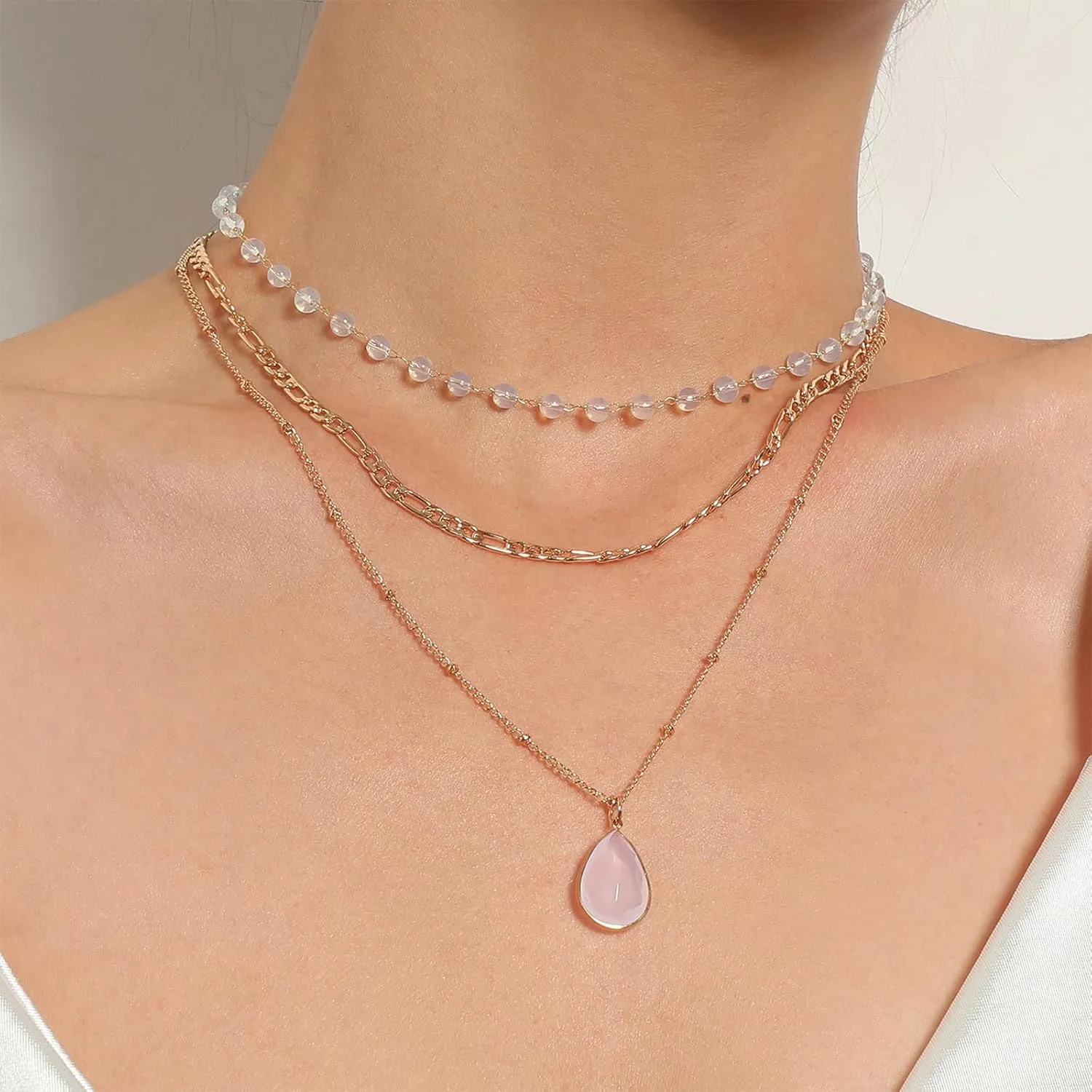 Dcfywl731 Layered Necklaces for Women Dainty Gold Necklace Stack Gold Long Necklaces Set Lariat Necklace Gold Jewelry Accessories