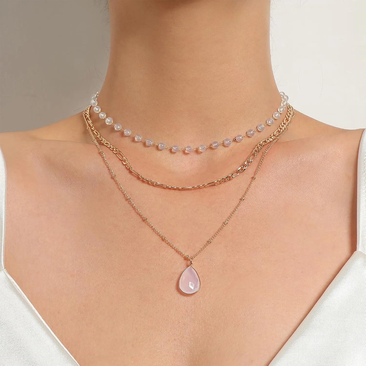 Dcfywl731 Layered Necklaces for Women Dainty Gold Necklace Stack Gold Long Necklaces Set Lariat Necklace Gold Jewelry Accessories