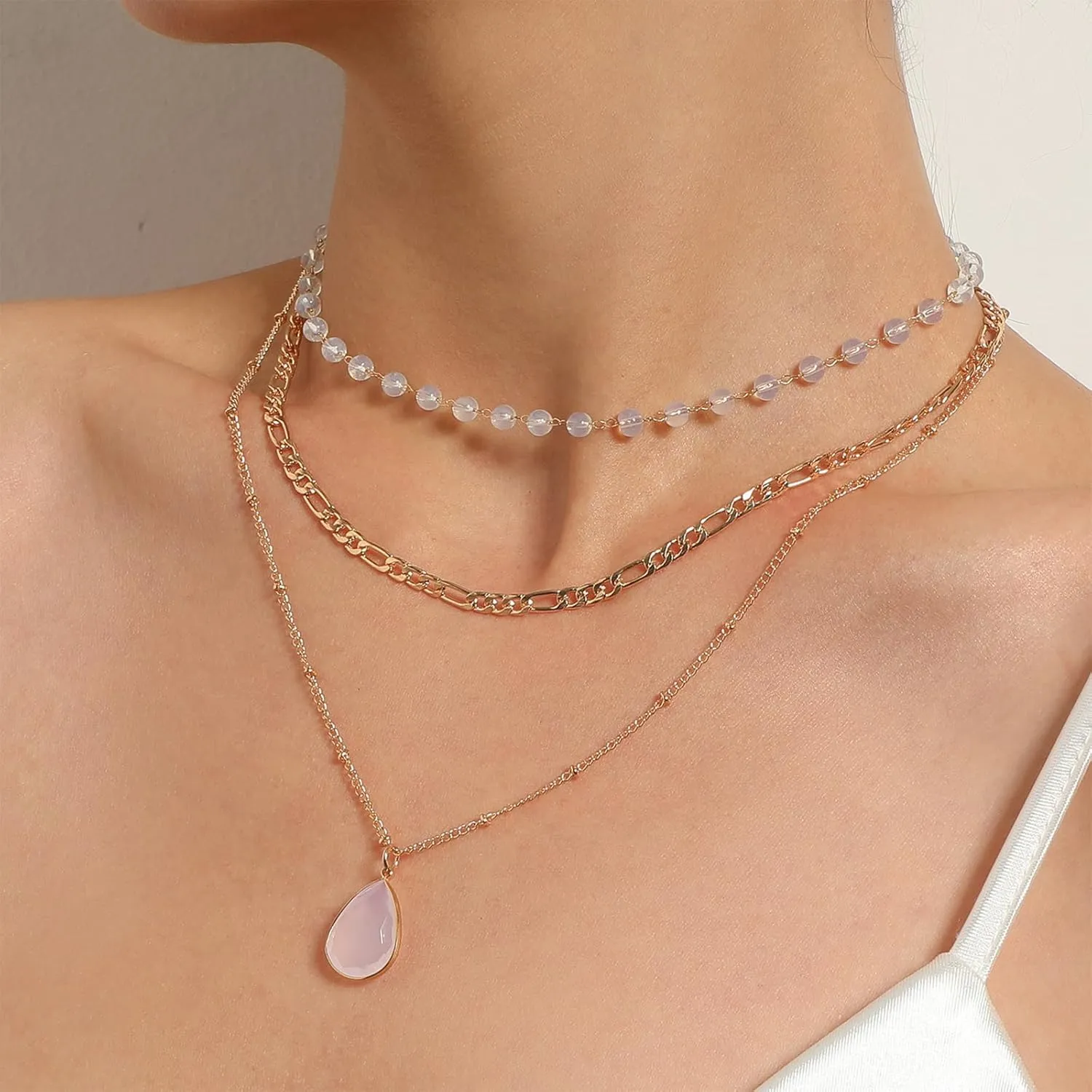 Dcfywl731 Layered Necklaces for Women Dainty Gold Necklace Stack Gold Long Necklaces Set Lariat Necklace Gold Jewelry Accessories