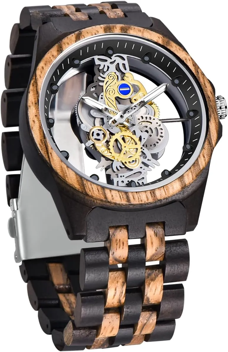 Dentily Men's Wooden Watch Lightweight Wooden Mens Watches Analog Quartz Wood Watches for Men