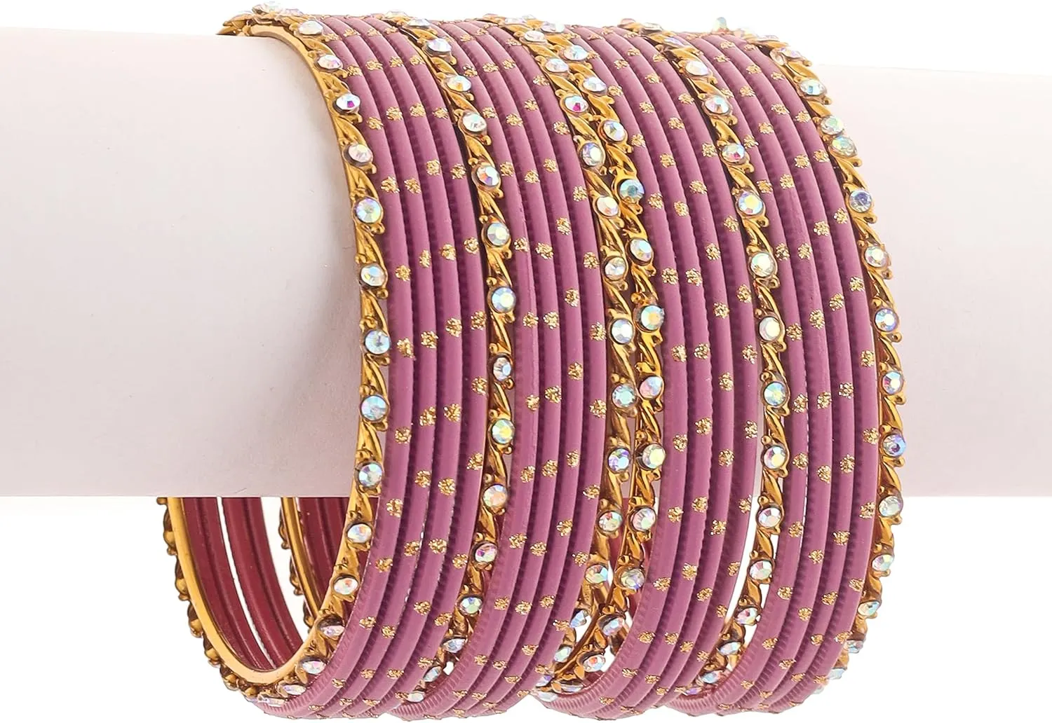 Desi Indian Bangles For Women - Set Of 22 Pcs Bollywood Indian Jewelry Sets For Women, 80s Accessories Bangle Bracelets Party Favors Alloy Metal Churi