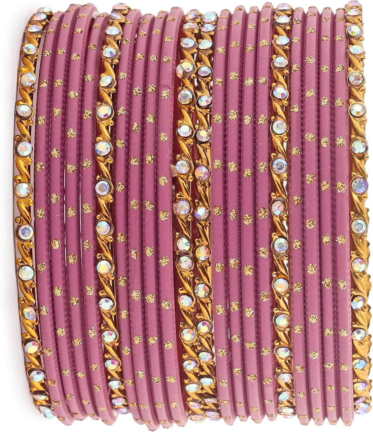 Desi Indian Bangles For Women - Set Of 22 Pcs Bollywood Indian Jewelry Sets For Women, 80s Accessories Bangle Bracelets Party Favors Alloy Metal Churi