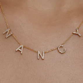 Elegant Name Letter Adjustable Silver Yellow Gold Pendant For Women