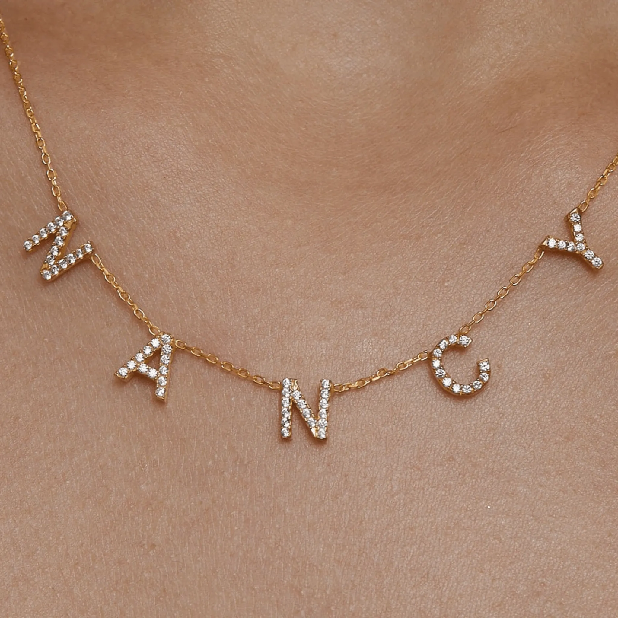 Elegant Name Letter Adjustable Silver Yellow Gold Pendant For Women