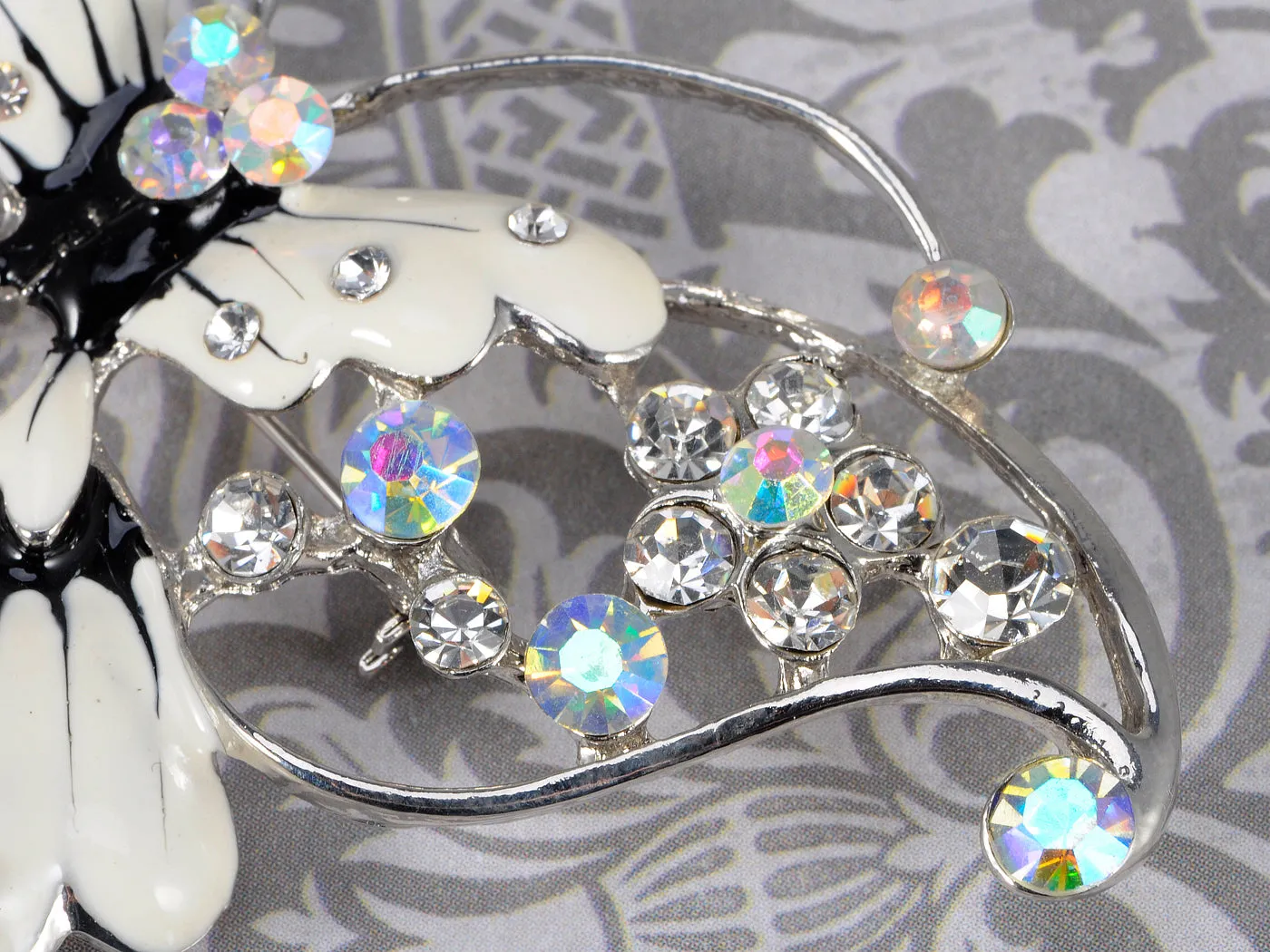 Enamel Wing Aurora Borealis Butterfly Pin Brooch
