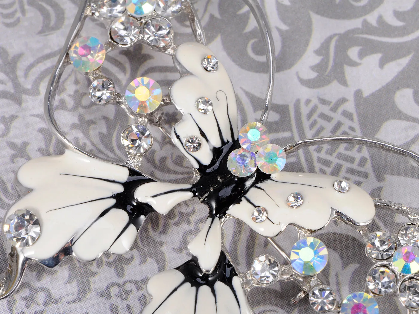 Enamel Wing Aurora Borealis Butterfly Pin Brooch