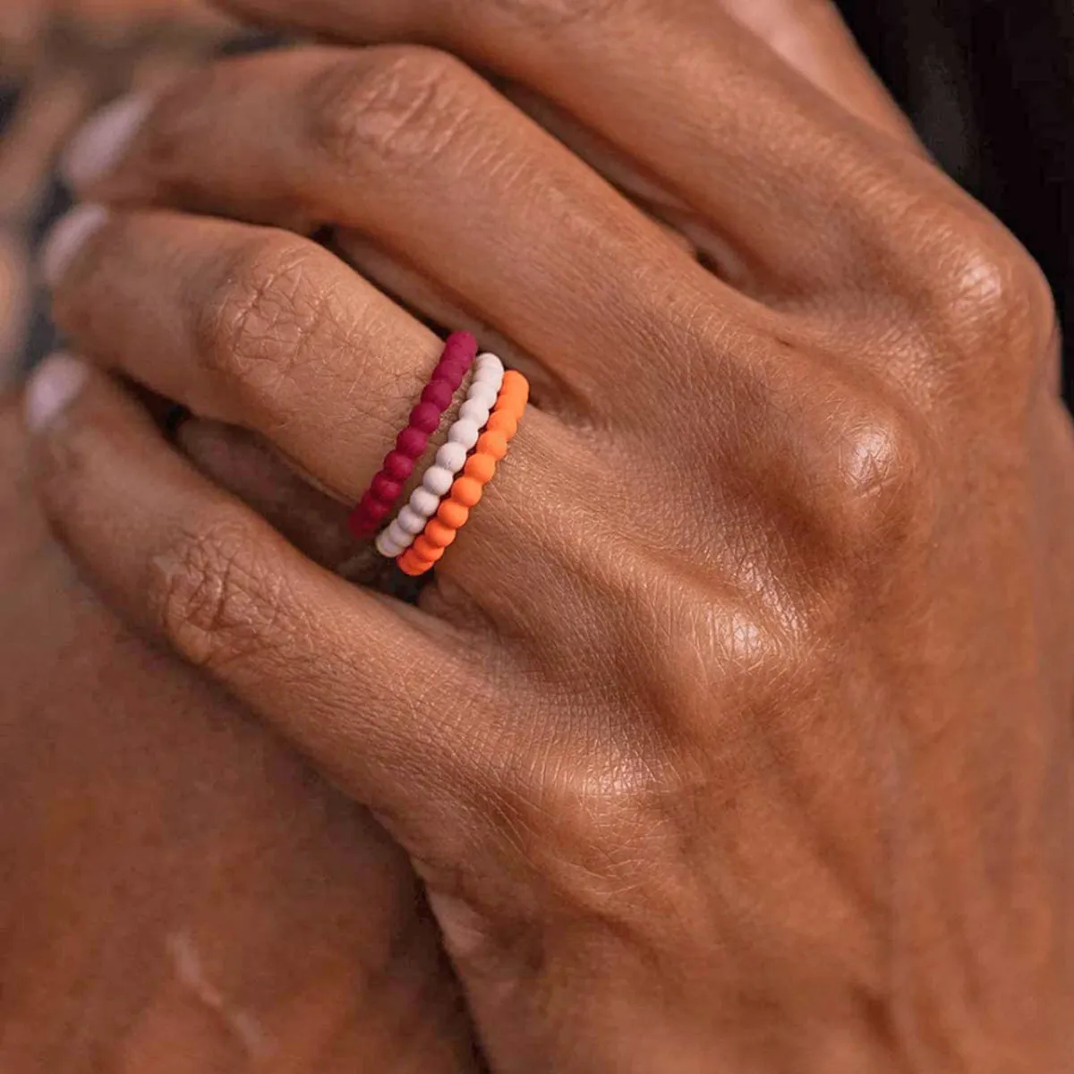 Enso Rings Beaded Stackables Series Silicone Ring - White