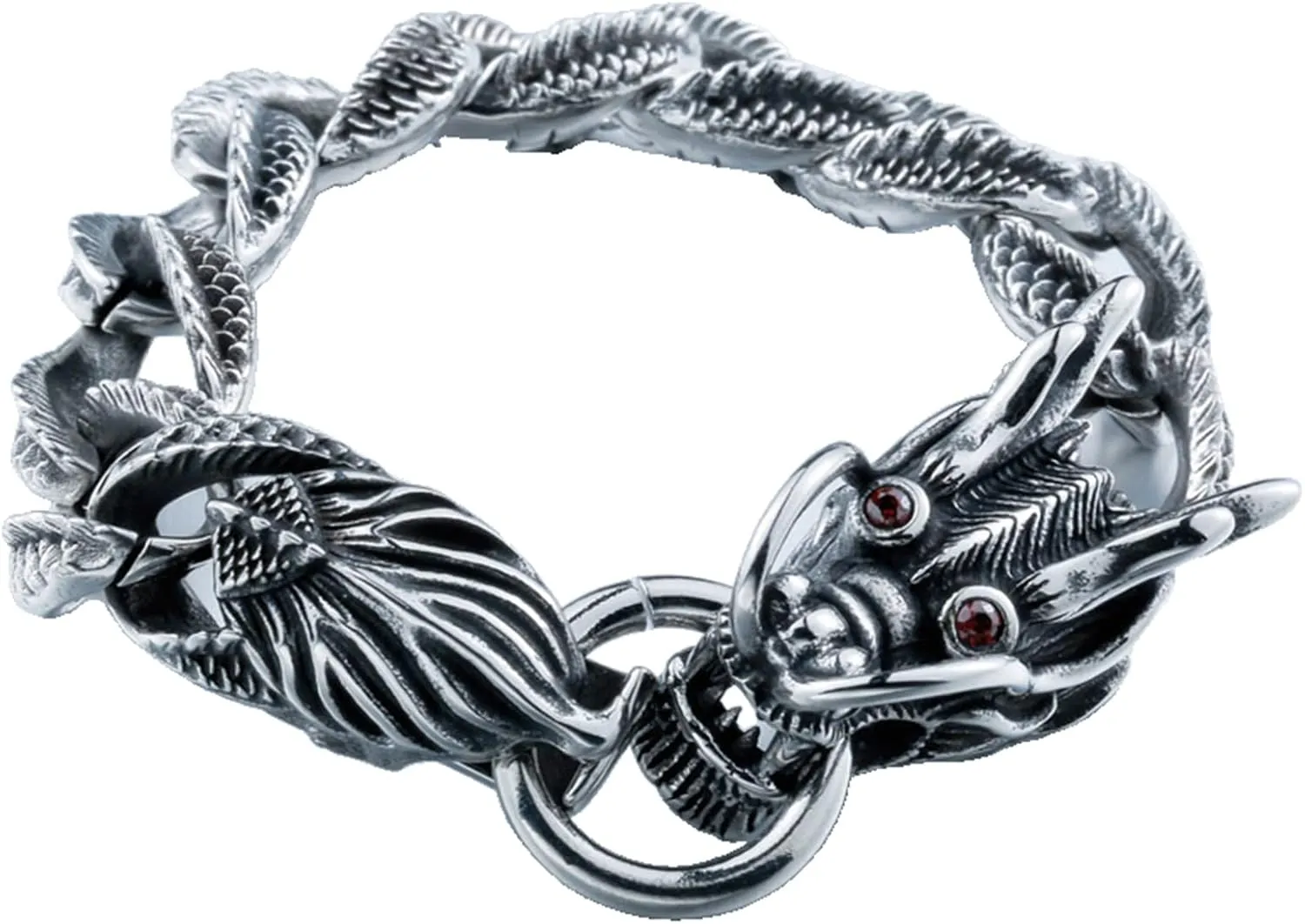 Ethnic Style Domineering Men's Exaggerated Dragon Bracelet Titanium Steel Inlaid Gemstone Stainless Steel Casting Retro Bracelet