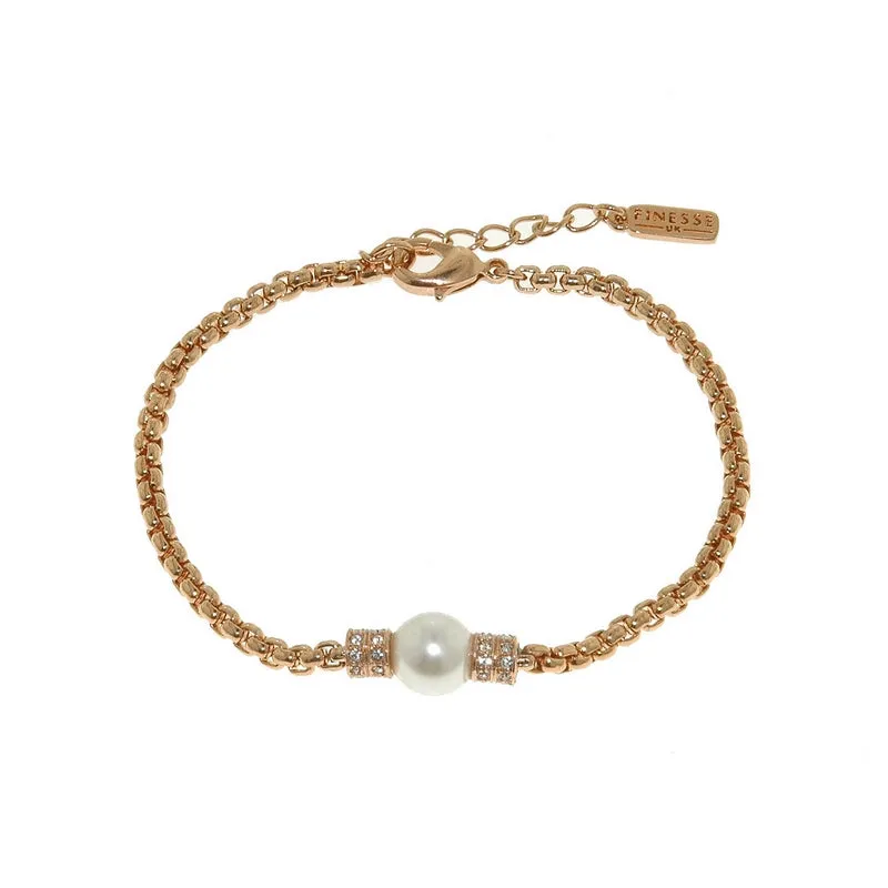 finesse rose gold crystal pearl bracelet