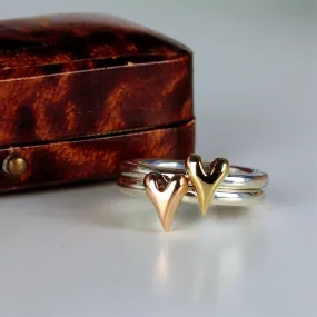 Gold Heart Silver Halo Ring