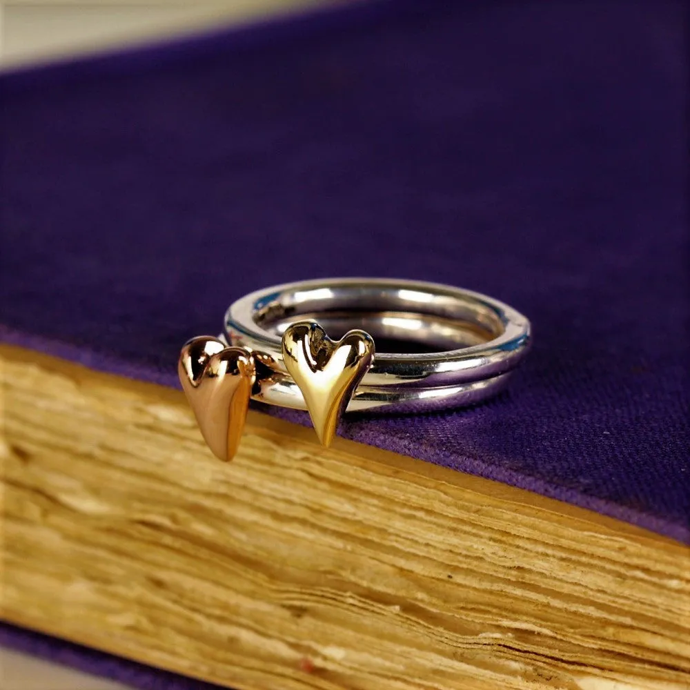 Gold Heart Silver Halo Ring
