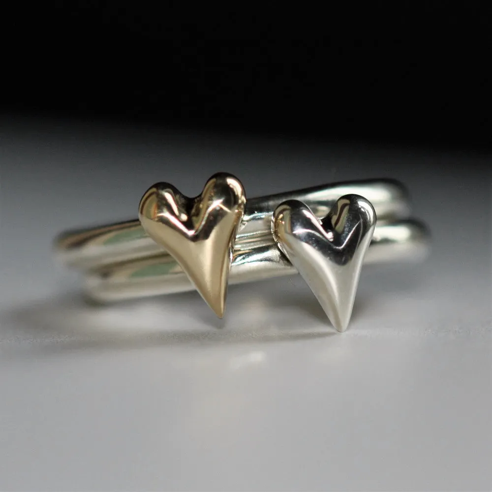 Gold Heart Silver Halo Ring