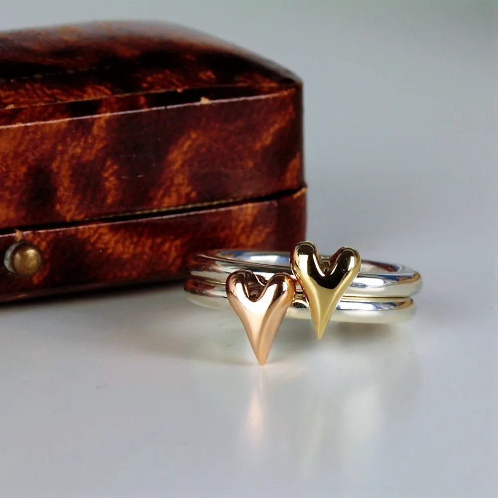 Gold Heart Silver Halo Ring