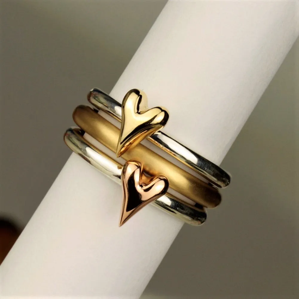 Gold Heart Silver Halo Ring