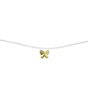 Gold Metallic Crystal Butterfly Silver Anklet