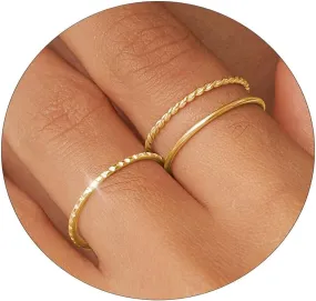 Gold Silver Rings for Women Non Tarnish Stackable Thin Gold Ring 18K Gold Plated Dainty Ring Set Trendy Thumb Pinky Knuckle Ring Wedding Bands Promise Engagement Gold Jewelry Rings Size 6 7 8 9 10 11