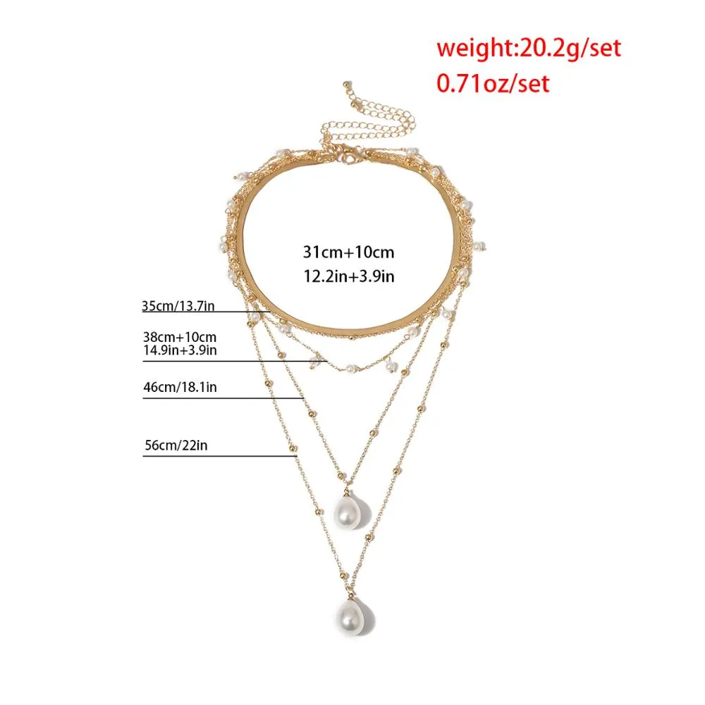 Gothic Long Chain Necklace with Pearl Tassel