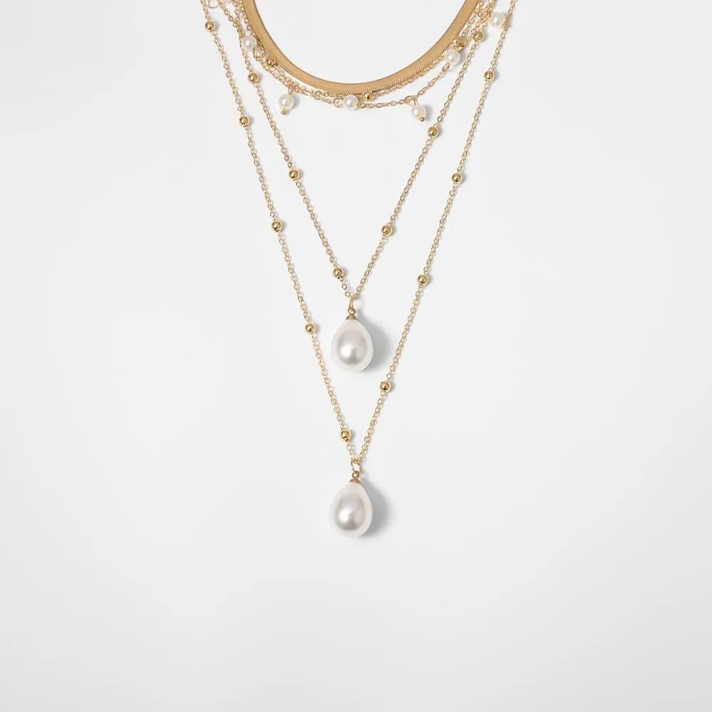 Gothic Long Chain Necklace with Pearl Tassel