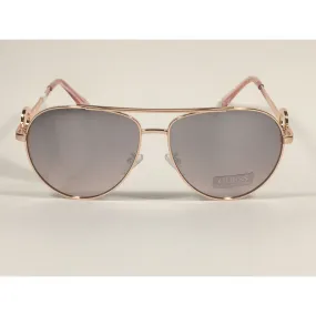 Guess Aviator Sunglasses Rose Gold Frame Silver Mirror Lens GF0364 28U