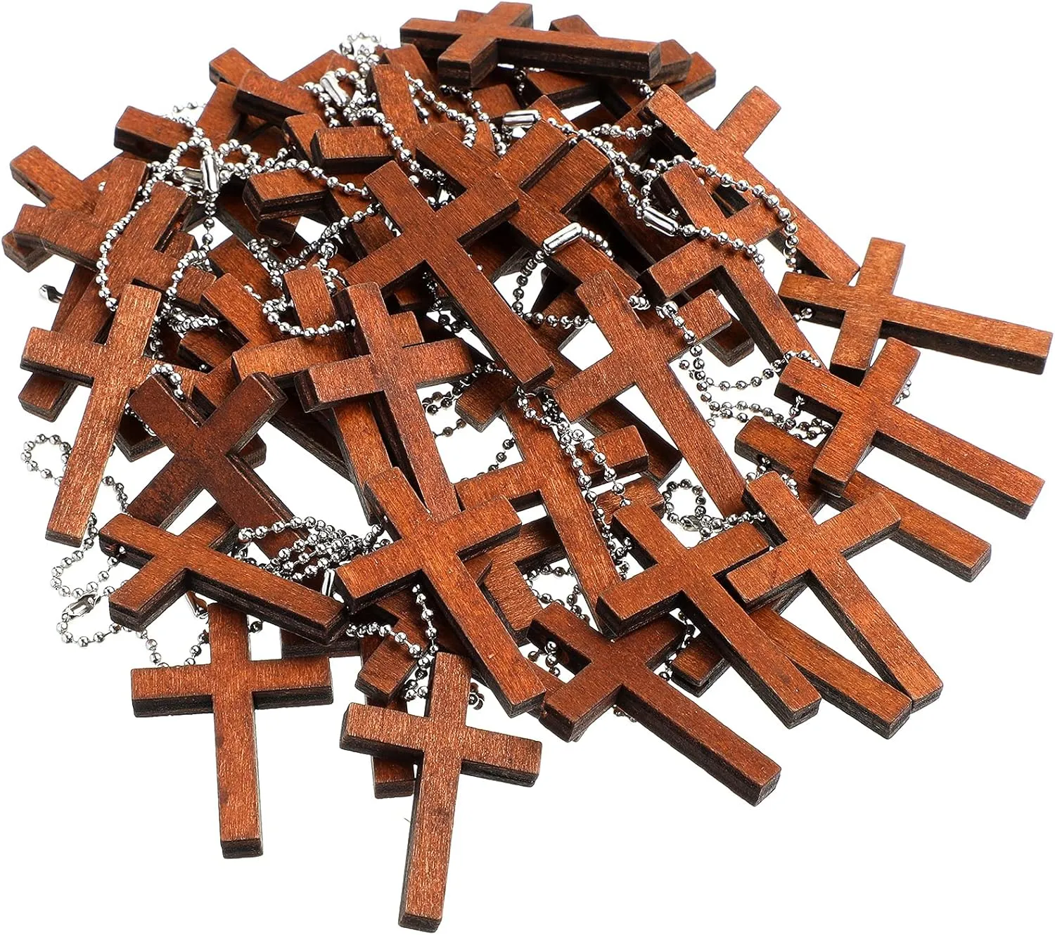 Hicarer Christian Wooden Cross Charm Mini Wood Cross Stress Relief Hanging Spiritual Religious Bible Verse Gift for Social Worker Church Volunteer Prayer