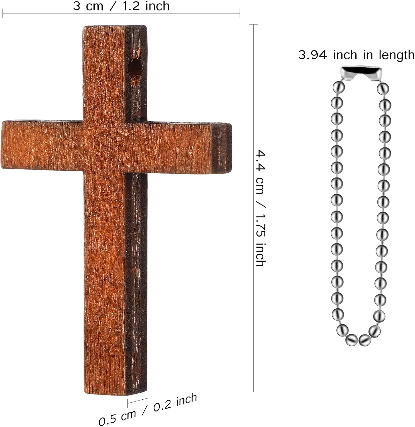 Hicarer Christian Wooden Cross Charm Mini Wood Cross Stress Relief Hanging Spiritual Religious Bible Verse Gift for Social Worker Church Volunteer Prayer