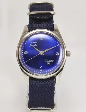 HMT Janata Para Shock 17 Jewels Blue Dial Mechanical Hand winding Men's Wrist Watch