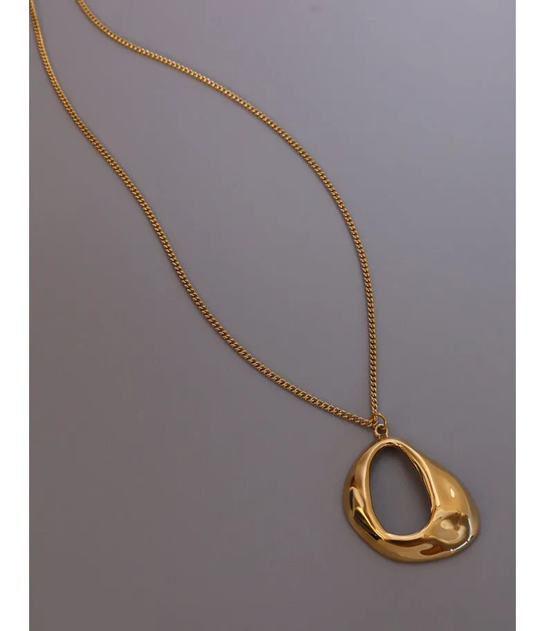 Hollow Geometric Pendant Necklace - Stylish Women's Collarbone Chain
