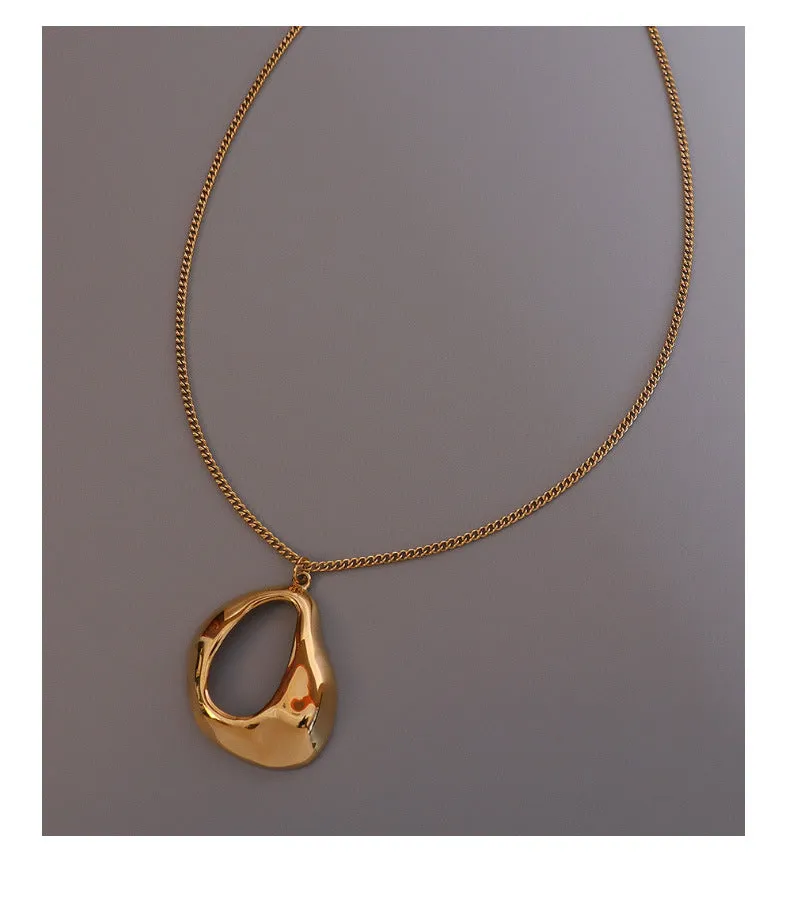 Hollow Geometric Pendant Necklace - Stylish Women's Collarbone Chain