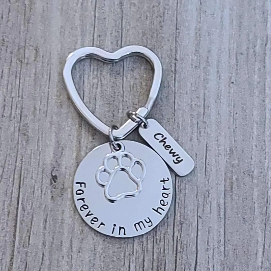 Infinity Collection - Personalized Pet Memorial Key Chain (Forever In My Heart Charm, Paw Print & Engraved Pet Name) Personalized Keychains for Dog Memorial, Keychain Accessories, Personalized Gifts