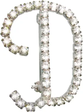 Initial Letter "D" Pin Brooch Rhinestone Silver Tone 1 1/2" Fashion Brooch for Women Trendy Accessories for Women Stylish Additions