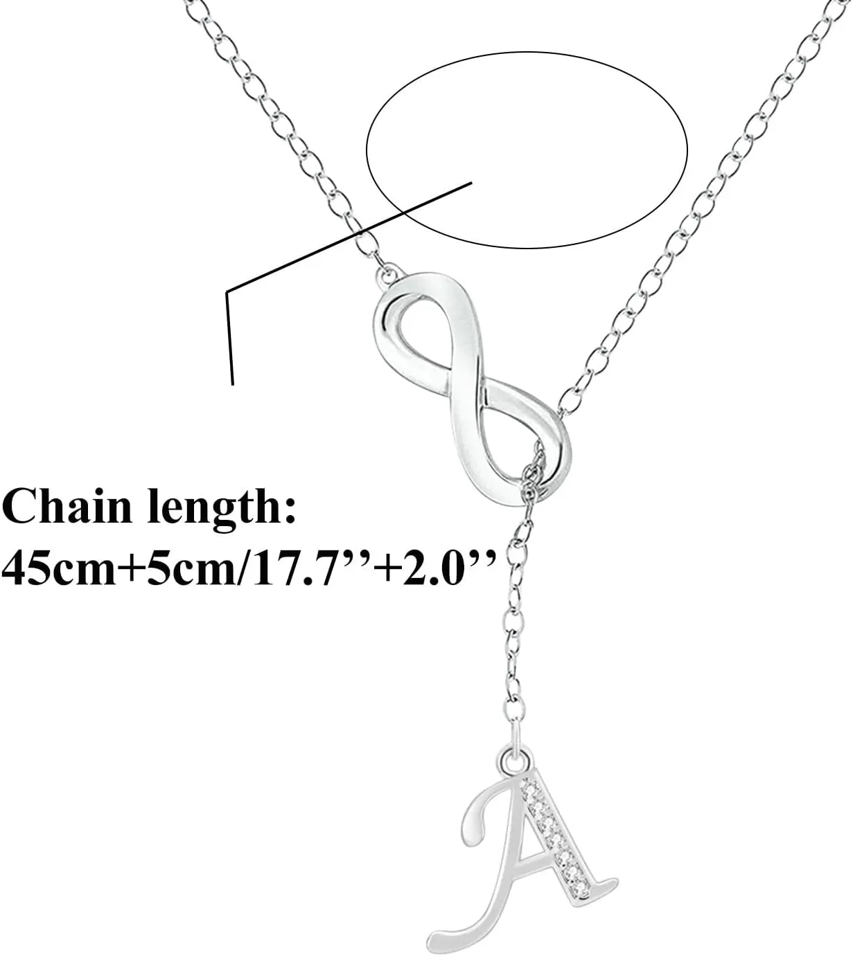 Initial Necklace For Women 8 Shape Diamond Necklace White Gold Heart Necklace Silver Necklaces For Women Letter Necklace For Women Necklaces For Teen Girls Jewelry