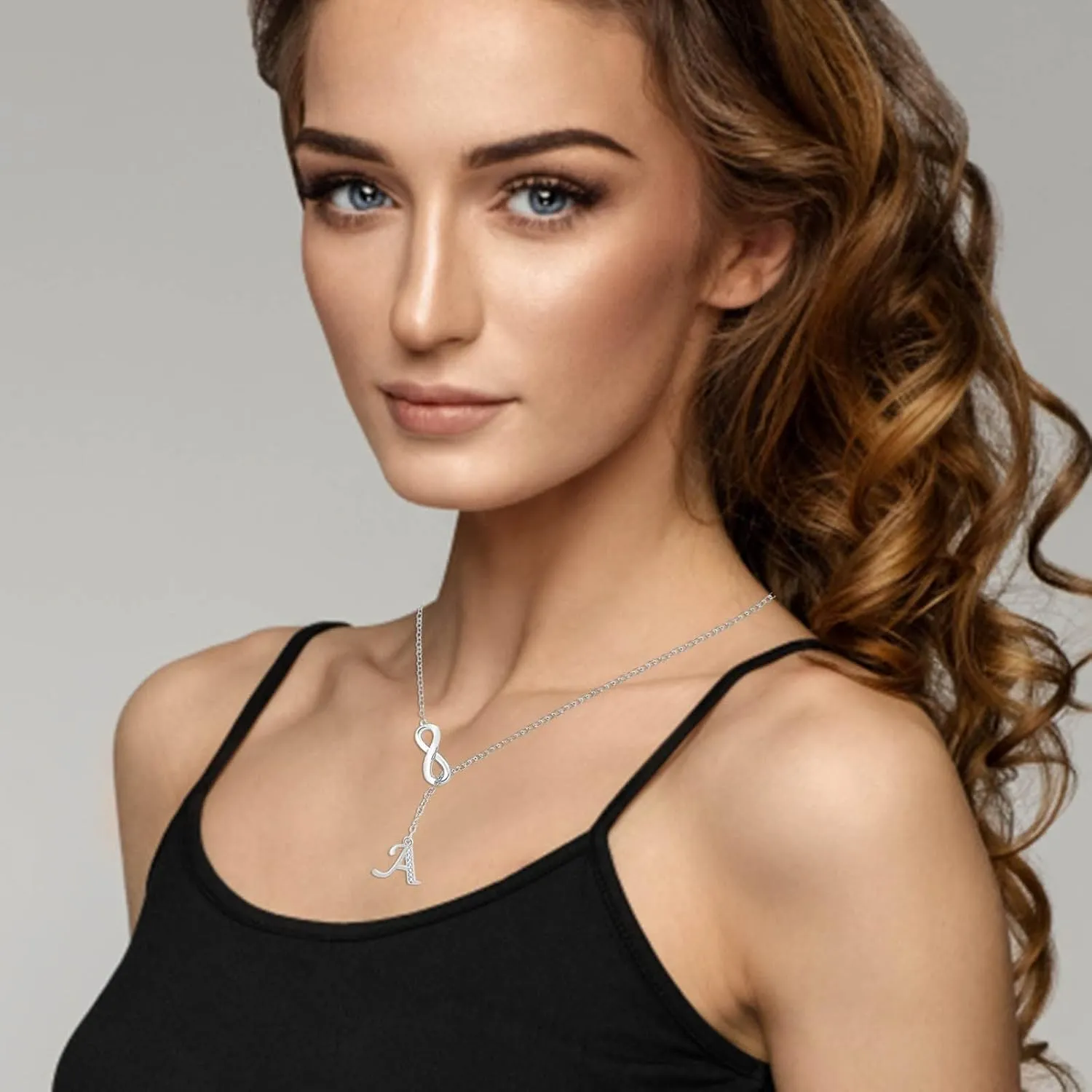Initial Necklace For Women 8 Shape Diamond Necklace White Gold Heart Necklace Silver Necklaces For Women Letter Necklace For Women Necklaces For Teen Girls Jewelry